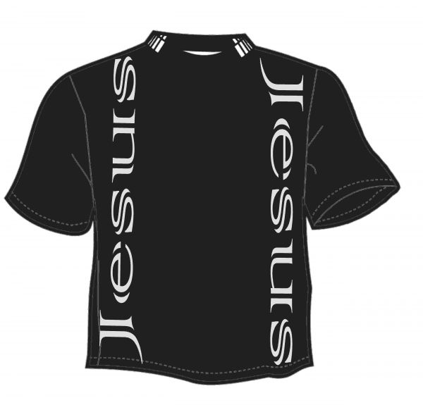 camiseta preta Jesus.... laterais branco